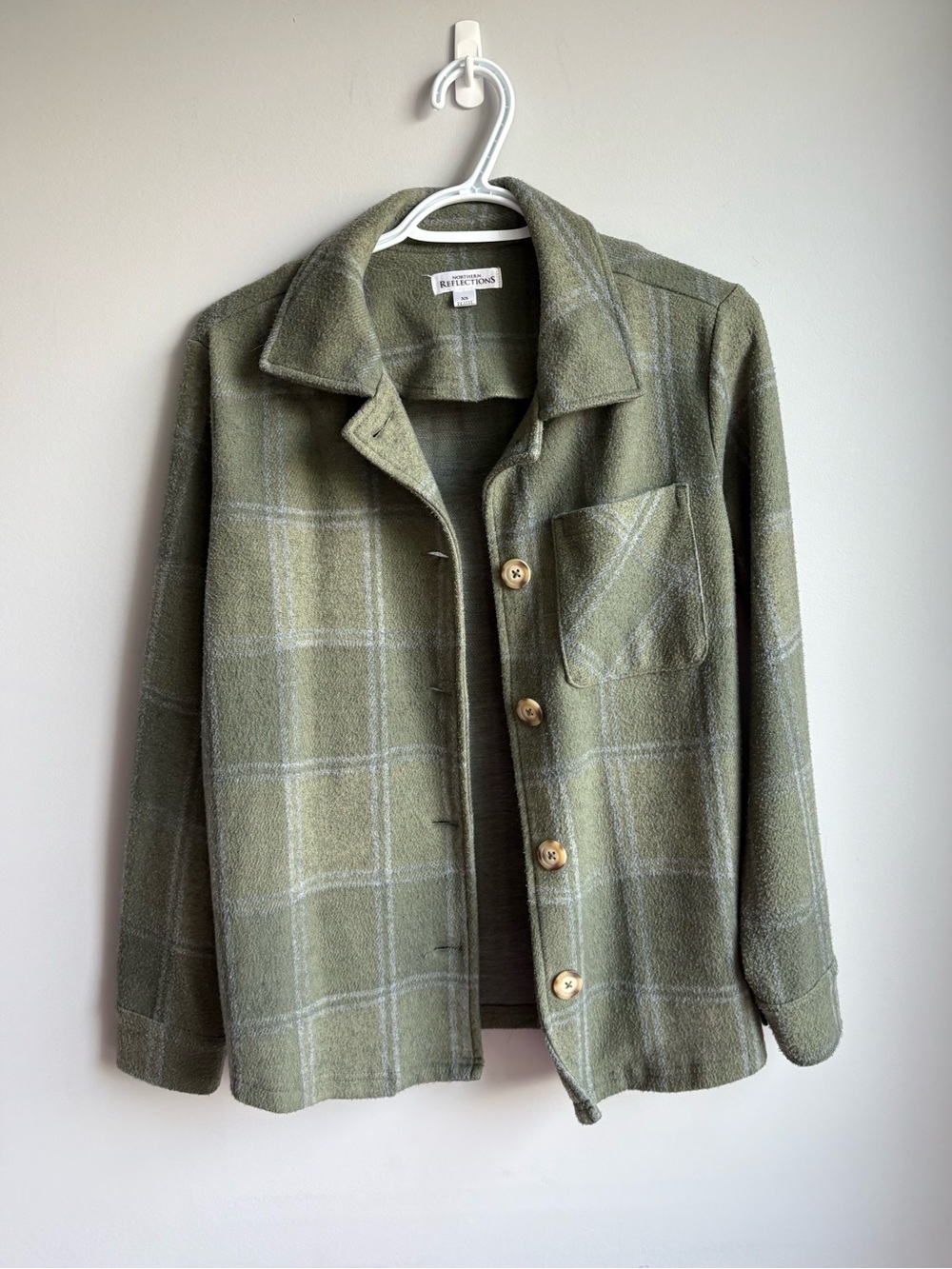 Northern Reflections Super Soft Olive Plaid Button-Front Jacket